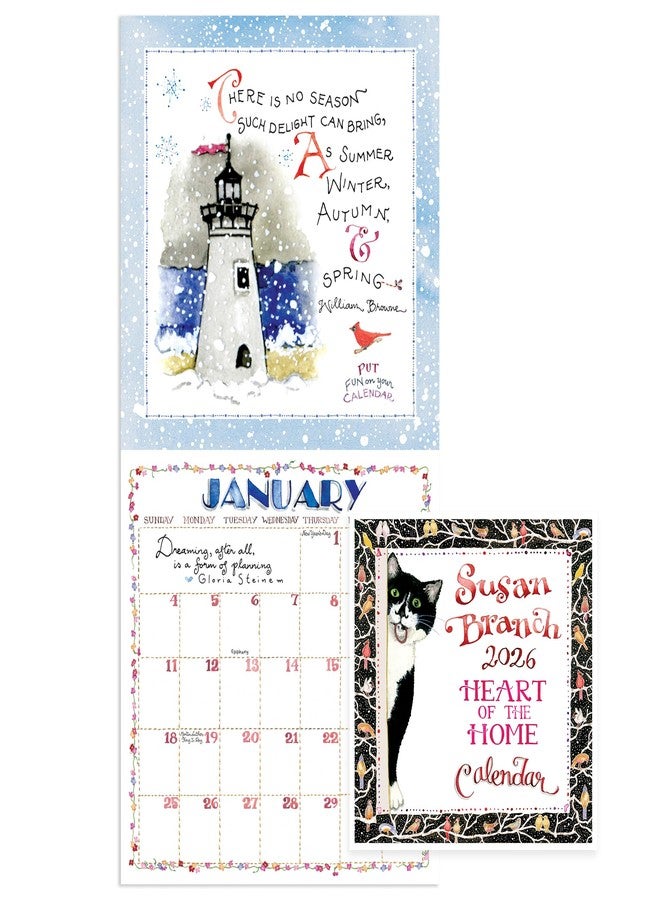 TF Publishing 2026 Susan Branch Mini Calendar with Monthly Grids for Appointments and Scheduling - Vertical Small Wall Calendar 2026 with Premium Matte Paper for Home and Office Organization - 7x7in - Image 1