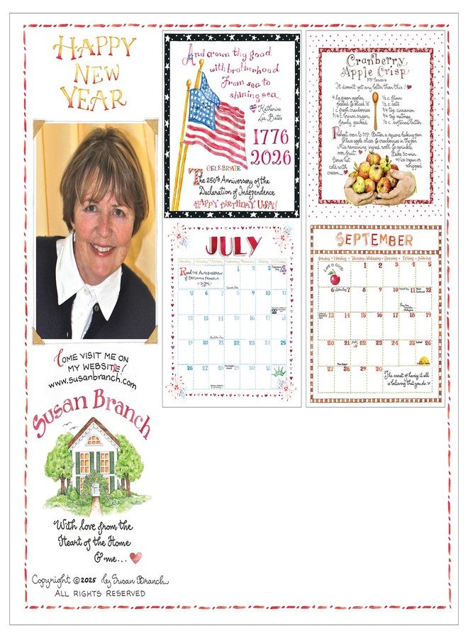 TF Publishing 2026 Susan Branch Mini Calendar with Monthly Grids for Appointments and Scheduling - Vertical Small Wall Calendar 2026 with Premium Matte Paper for Home and Office Organization - 7x7in - Image 4
