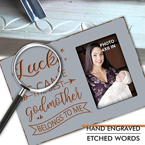 EXQUIDECA Godmother Gifts from Godchild - Baptism Mothers Day Godparent Picture Frame 4x6 Inches Vertical Photo - Lucky as Can Be the Best Godmother Belongs to Me - Image 4
