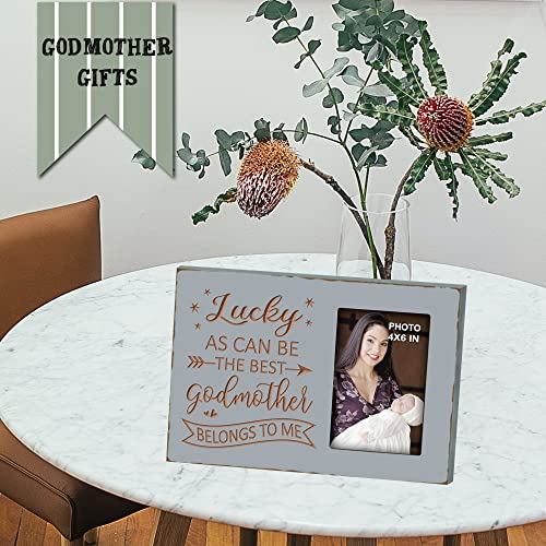 EXQUIDECA Godmother Gifts from Godchild - Baptism Mothers Day Godparent Picture Frame 4x6 Inches Vertical Photo - Lucky as Can Be the Best Godmother Belongs to Me - Image 2