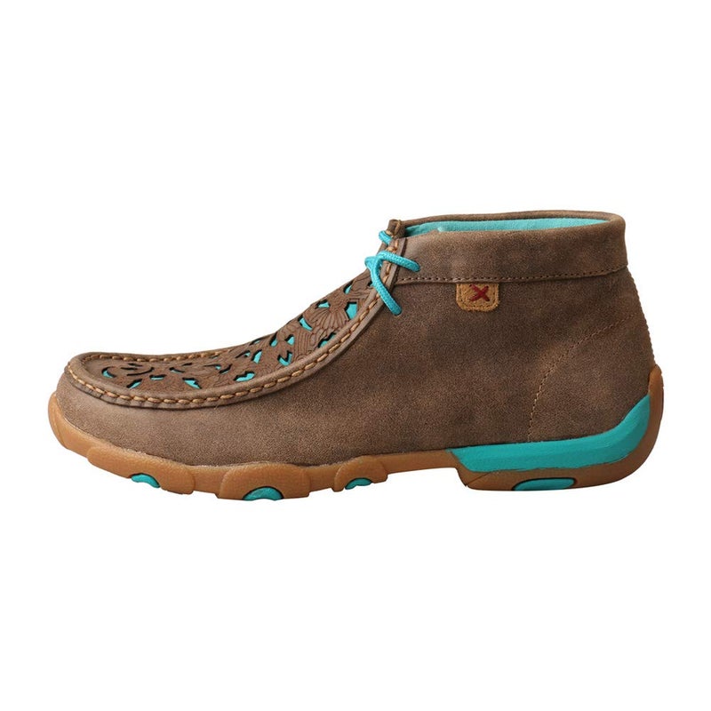 Twisted X Women's Chukka Driving Moc, Moc Toe, Bomber & Turquoise Embroidered Vamp, 8.5 M - Image 3