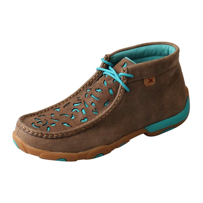 Twisted X Women's Chukka Driving Moc, Moc Toe, Bomber & Turquoise Embroidered Vamp, 8.5 M - Image 1