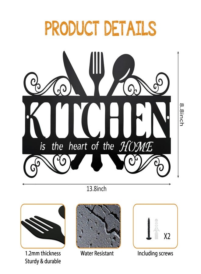 BiaGift Metal Kitchen Wall Decor,Kitchen Signs Decoraions For Wall,Rustic Kitchen Decor Sign,Country Farmhouse Decoration for Kitchen or Dining Room,13.8x8.8 Inches (Black),BiaGift1126-2 - Image 2