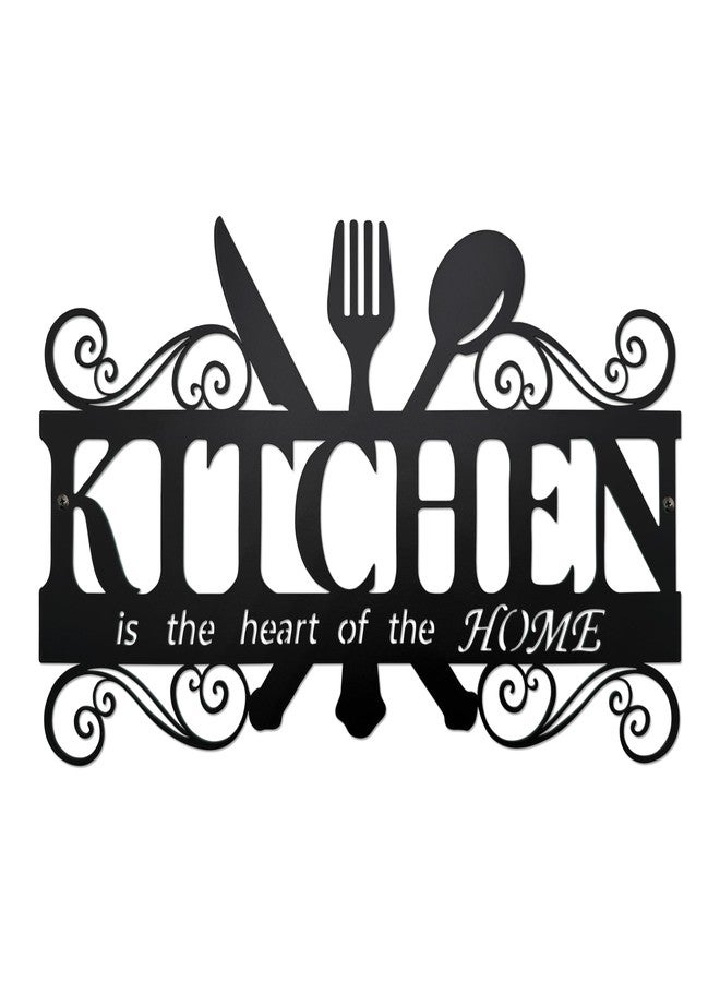 BiaGift Metal Kitchen Wall Decor,Kitchen Signs Decoraions For Wall,Rustic Kitchen Decor Sign,Country Farmhouse Decoration for Kitchen or Dining Room,13.8x8.8 Inches (Black),BiaGift1126-2 - Image 1