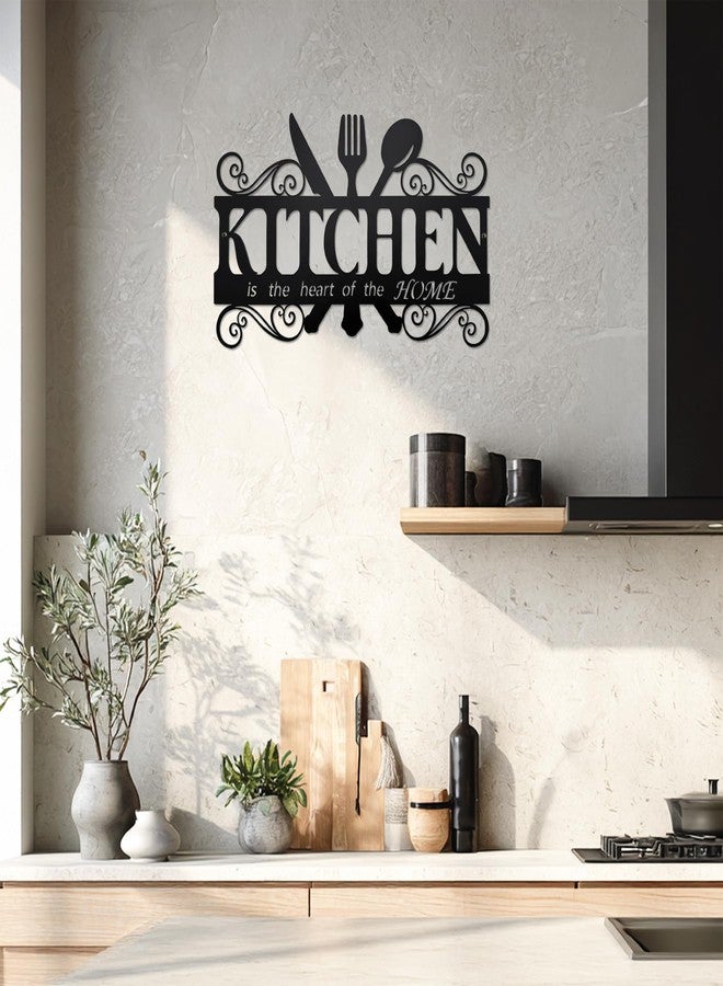 BiaGift Metal Kitchen Wall Decor,Kitchen Signs Decoraions For Wall,Rustic Kitchen Decor Sign,Country Farmhouse Decoration for Kitchen or Dining Room,13.8x8.8 Inches (Black),BiaGift1126-2 - Image 3