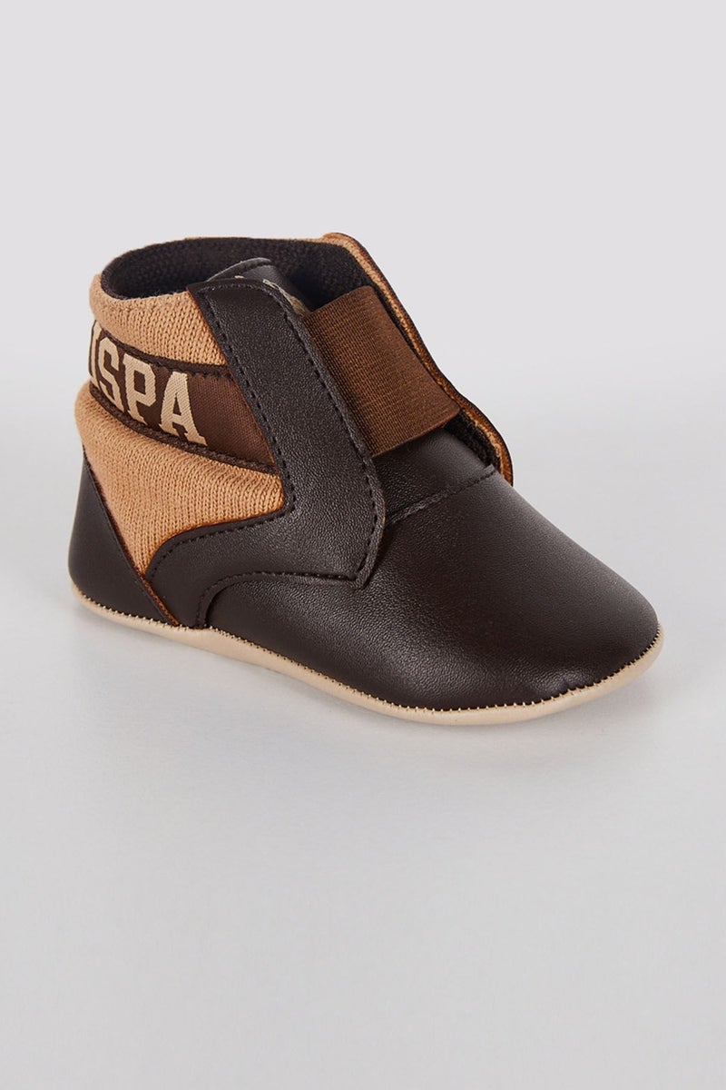 U.S. Polo Assn. Licensed Brown Baby Slippers - Image 1