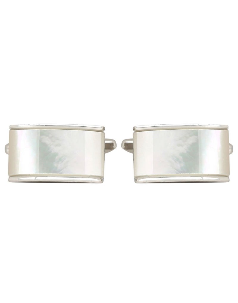 Peluche Natural Mother of Pearl Stone (Semi-precious) Cufflinks for Men - Image 1