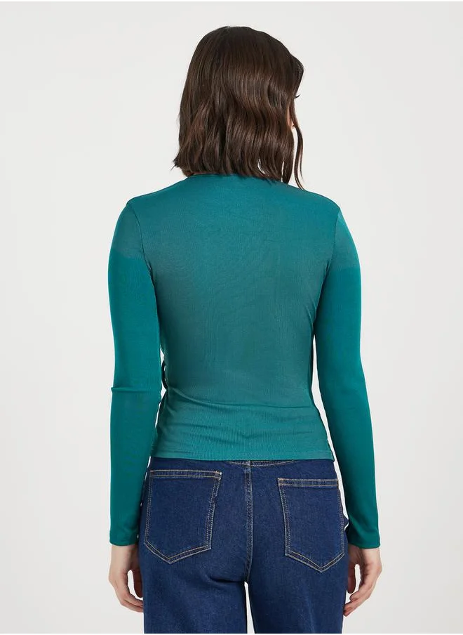 Styli Knit Wrap Top with Buckle Detail on The Side