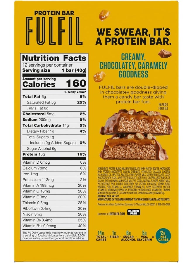 Fulfil Vitamin And Protein Bars, Chocolate Salted Caramel, Snack Sized Bar With 15G Protein And 8 Vitamins Including Vitamin C, 12 Counts - Image 4