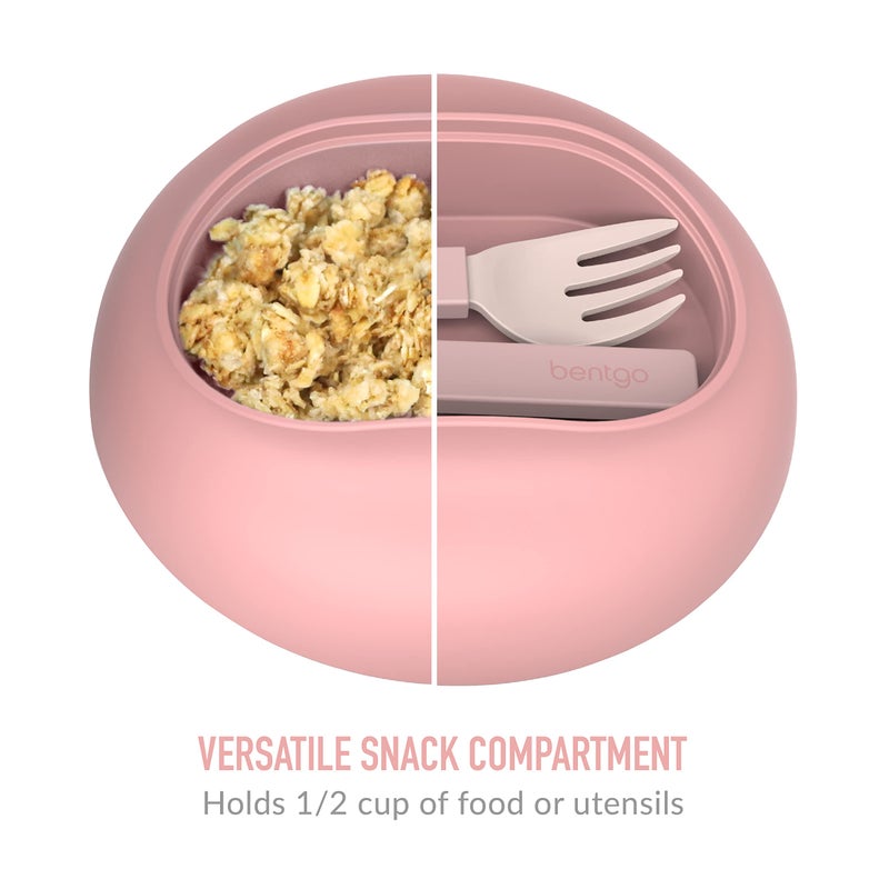 Bentgo Bowl - Insulated Leak-Resistant Bowl with Snack Compartment  Collapsible Utensils and Improved Easy-Grip Design for On-the-Go - Holds Soup  Rice  Cereal & More - BPA-Free  21.2 oz (Blush) - Image 4