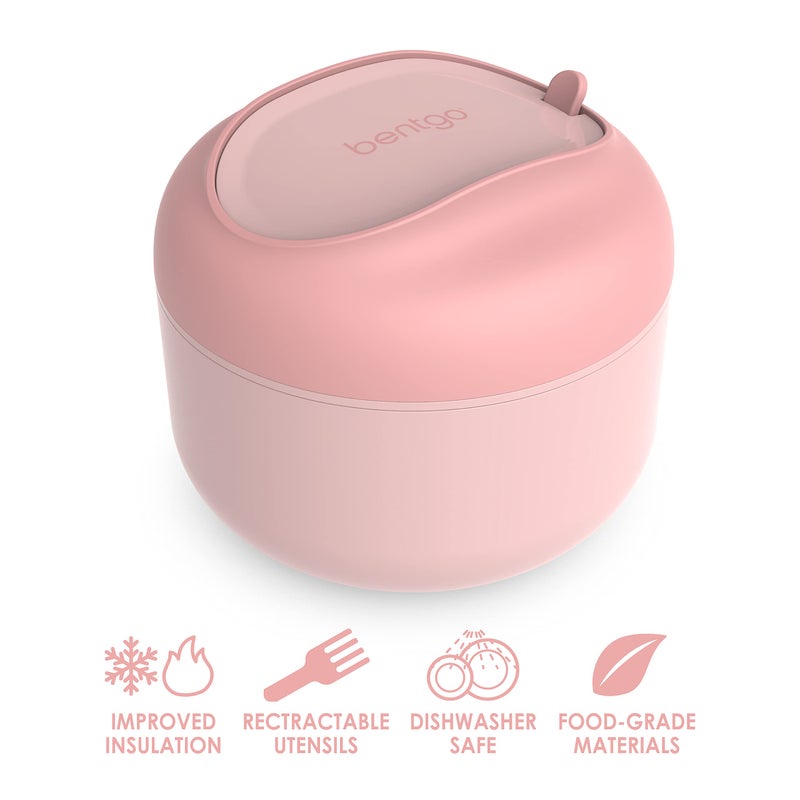 Bentgo Bowl - Insulated Leak-Resistant Bowl with Snack Compartment  Collapsible Utensils and Improved Easy-Grip Design for On-the-Go - Holds Soup  Rice  Cereal & More - BPA-Free  21.2 oz (Blush) - Image 3