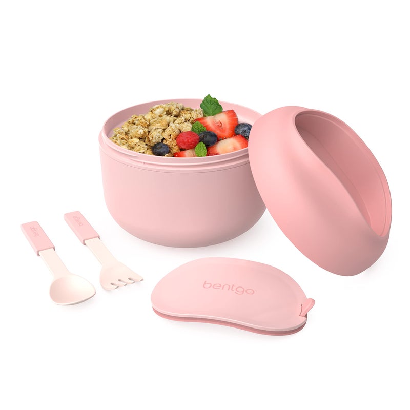 Bentgo Bowl - Insulated Leak-Resistant Bowl with Snack Compartment  Collapsible Utensils and Improved Easy-Grip Design for On-the-Go - Holds Soup  Rice  Cereal & More - BPA-Free  21.2 oz (Blush) - Image 1