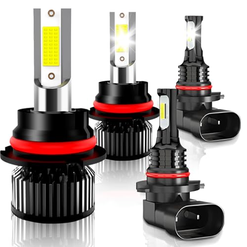 KAUNBAST Compatible for 1997 1998 1999 2000 2001 2002 2003 Ford F150 F250 F350 F450 Light Bulbs 9007 HB5 High Low Beam 90069145 Fog Lights 6500K Light Combo Kit Plug n Play 4Pack - Image 1