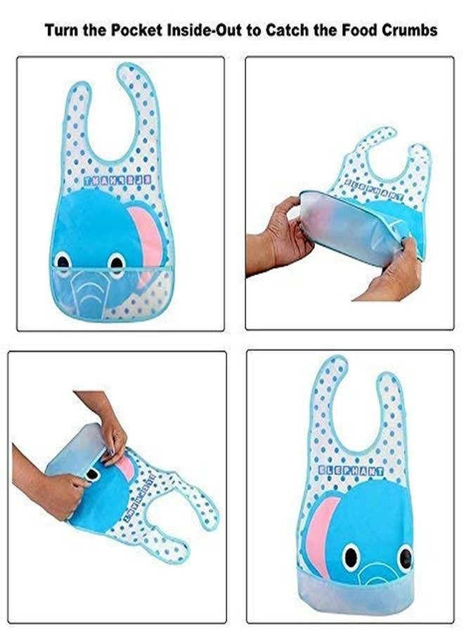 Lappu Baby Button Bibs/Apron Cute Multi Print| Waterproof Bib Set (Plastic Pack of 3) - Image 2