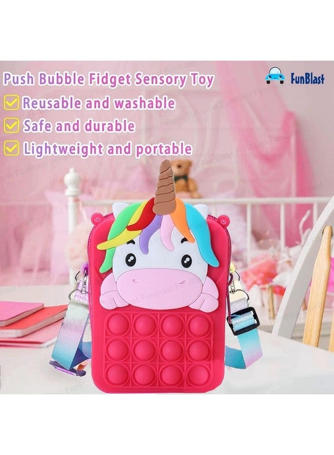 FunBlast Unicorn Pop it Sling Bag - Crossbody Bag for Kids, Pop it Purse for Girls, Sling Bag for Women - Best Birthday Return Gift (Pink) - Image 4