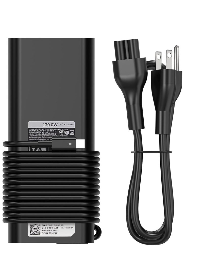 Max Power Replacement Dell 130W Laptop Charger USB C Slim AC Power Adapter for Dell Xps 17,Precision 5550 5530 2in1,XPS 15 2in1 9575，DA130PM170 HA130PM170 0K00F5 K00F5 0M0H25 M0H25  - Image 1