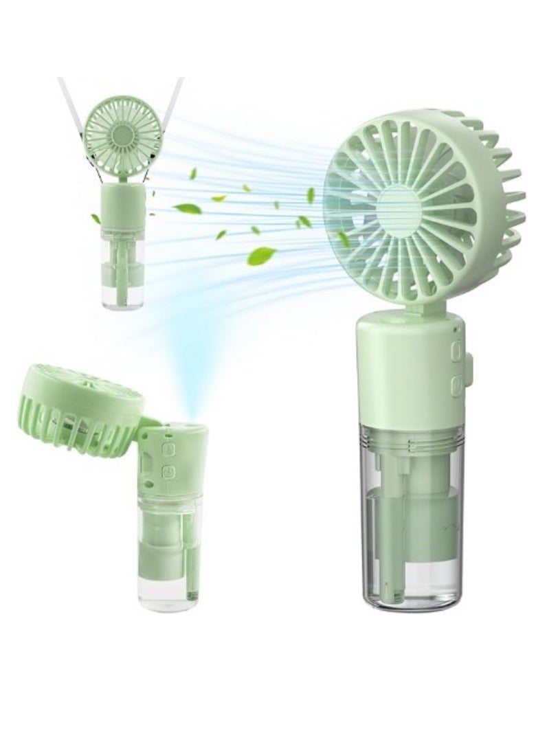 Portable Handheld Misting Fan - Multifunctional Foldable Desktop and Neck Hanging Fan for Outdoor Use(Green) - Image 1