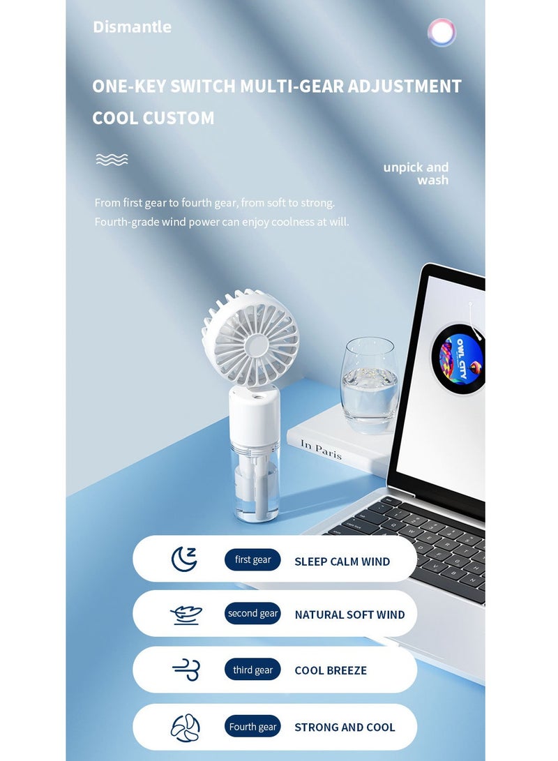 Portable Handheld Misting Fan - Multifunctional Foldable Desktop and Neck Hanging Fan for Outdoor Use(Green) - Image 3