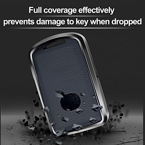 SK CUSTOM Black Leather and Aluminum Frame Smart Key Case Cover Compatible for 2020 2021 2022 Mazda 3 6 CX-30 CX-5 CX-9 3/4 Button Keyless Car Remote Accessory - Image 3