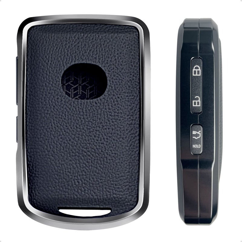 SK CUSTOM Black Leather and Aluminum Frame Smart Key Case Cover Compatible for 2020 2021 2022 Mazda 3 6 CX-30 CX-5 CX-9 3/4 Button Keyless Car Remote Accessory - Image 4