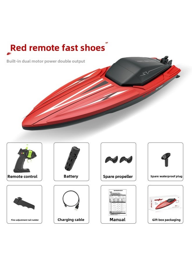 Domestic Sales Of Remote Control Boat Rechargeable Long Endurance Remote Control 2.4g Wireless Speedboat Model Water Children's Mini-Color:TY2 Red ]-Specifications:Color Box Storage Bag]  - Image 1