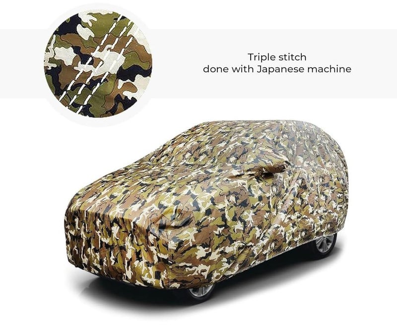 AEGIS A+ Total Protect Car Cover for Maruti Suzuki Alto 800 | Anti Dust, 100% Water Resistant, Custom Fit, Multi-Layered, Elastic Grip, Buckle Hook with Mirror Pocket | (Military Jungle) - Image 4