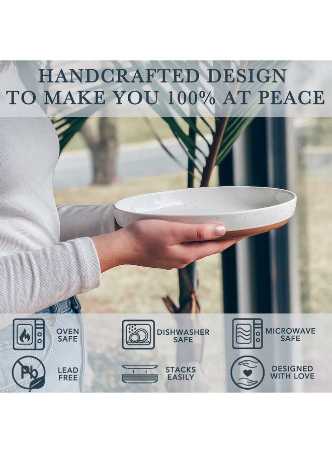 مورا طقم أوعية معكرونة مسطحة من سيراميك مورا، 4 قطع، سعة 35 أونصة، طبق آمن للاستخدام في الميكروويف بحافة عالية - أدوات مائدة بورسلين عصرية للمطبخ وتناول الطعام، أوعية/أطباق كبيرة وواسعة لتقديم العشاء والسلطة وما إلى ذلك - لون فانيليا - Image 3