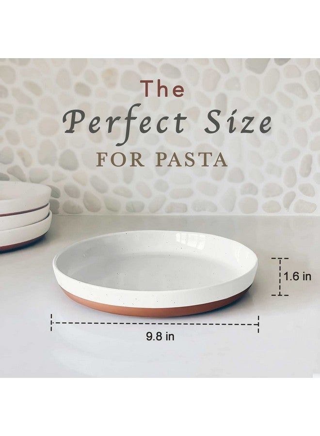 مورا طقم أوعية معكرونة مسطحة من سيراميك مورا، 4 قطع، سعة 35 أونصة، طبق آمن للاستخدام في الميكروويف بحافة عالية - أدوات مائدة بورسلين عصرية للمطبخ وتناول الطعام، أوعية/أطباق كبيرة وواسعة لتقديم العشاء والسلطة وما إلى ذلك - لون فانيليا - Image 2