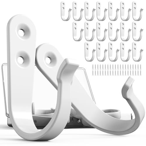 BREYDROK Hook for Hanging - 20PCS Hook for Hanging, Wall Hooks for Coats, Heavy Duty Single Prong Wall Hooks with 40 Pieces Screws (White) - Image 1
