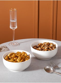 Dove 2-Piece Round Porcelain Bowl Set 6 Inch White  - Image 2