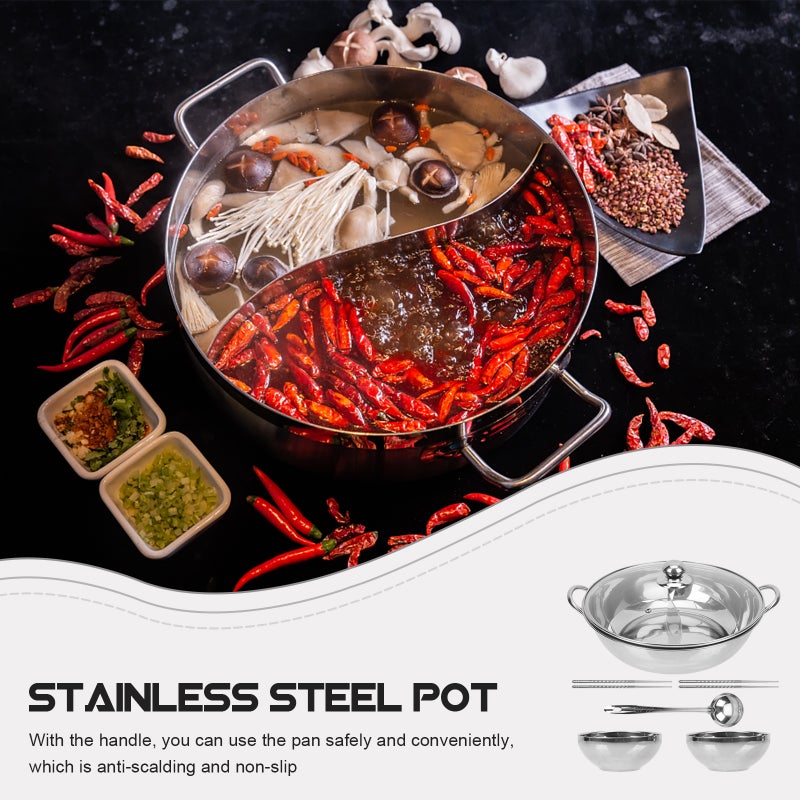 1 Set Stainless Steel Hot Pot Pot Stainless Steel Divided Hot Pot for Home - Image 3