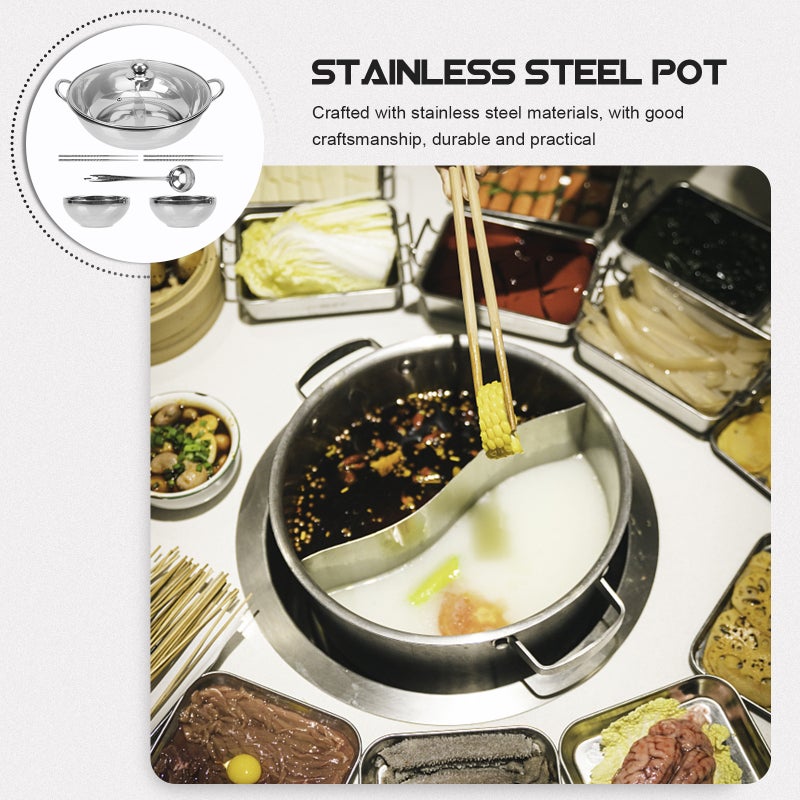 1 Set Stainless Steel Hot Pot Pot Stainless Steel Divided Hot Pot for Home - Image 5