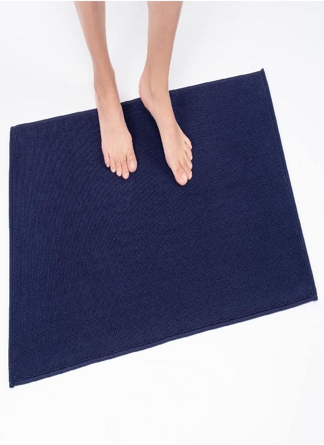 Cotton Paradise Cotton Paradise Bath Rug for Bathroom, 20x34 inch 100% Cotton Non Slip Bath Mat Rug, Soft Absorbent Machine Washable, Navy Blue Bath Rug  - Image 1