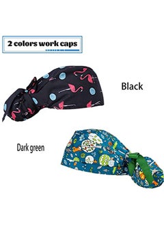 Y&D 2 Pack Working Cap with Buttons and Sweatband Adjustable, Cotton Hats Adjustable Ponytail Pack, Head Covers Shower Caps, Ribbon Tie Back for Long Hair Women  - Image 5