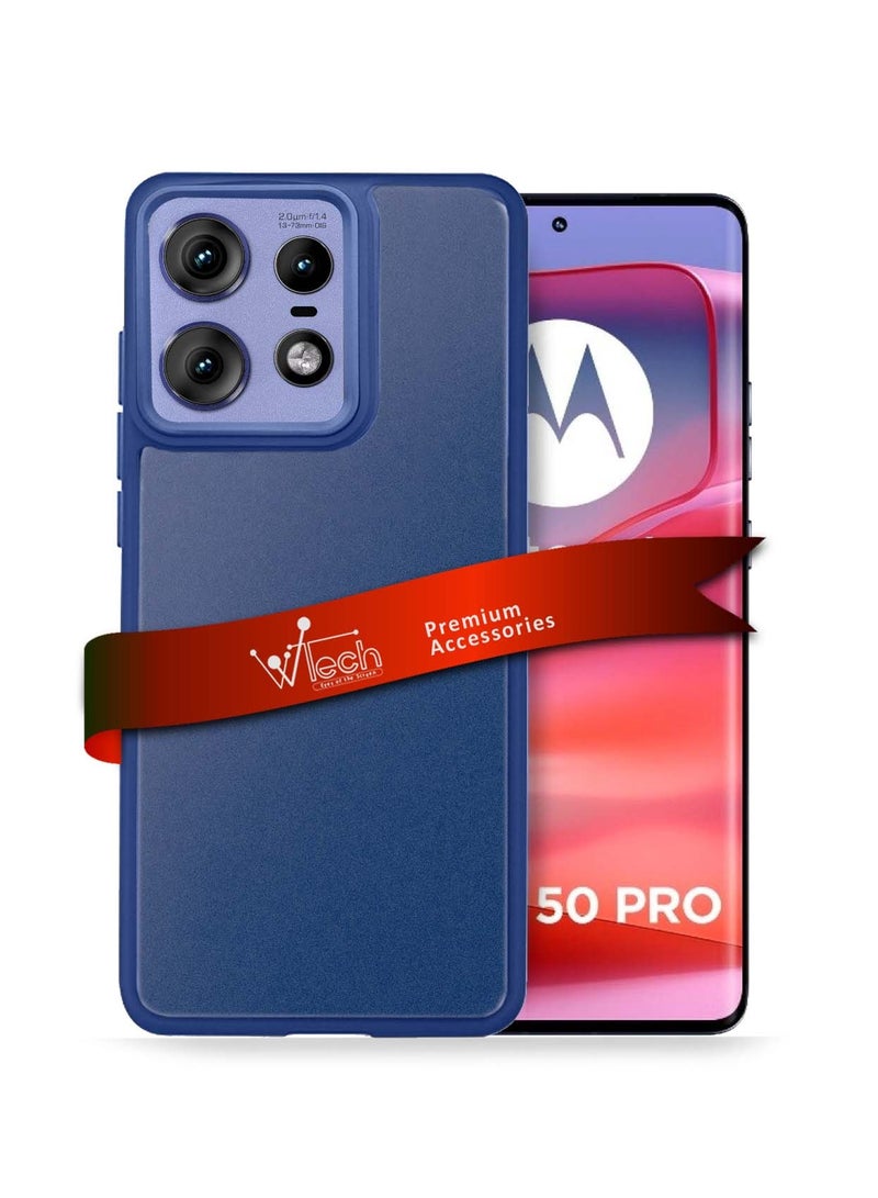 Wtech Hard Silicone Hybrid Translucent Slim Stylish Case Cover For Motorola Edge 50 Pro 5G 2024 Navy Blue - Image 1