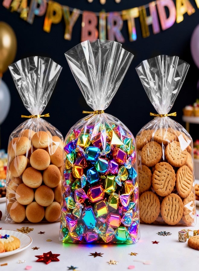 Nelisylux Flat Bottom Gusset Clear Cellophane Bags, 6"x 9" Gift Bags with Ties Party Favor Packaging Gift Mug Wrapping Plastic Cellophane Treat Bag Goodie Bag for Popcorn Candy Goodies Bread Snack, 50Pcs - Image 4