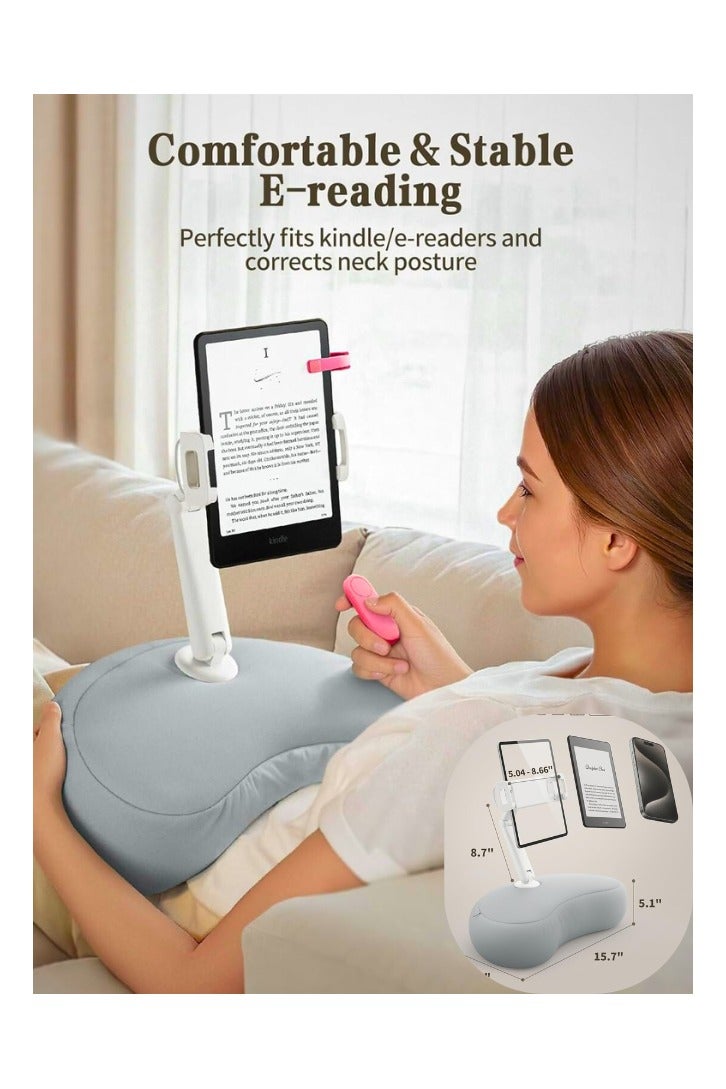 Chase Up Kindle Pillow Stand, iPad Stand Compatible with 4.7”-15.6” Kindle, Phone, iPad, 360° Adjustable Tablet Holder for Bed with Flexible Dual Axis Arm and Microbead Cushion (Gray) - Image 3