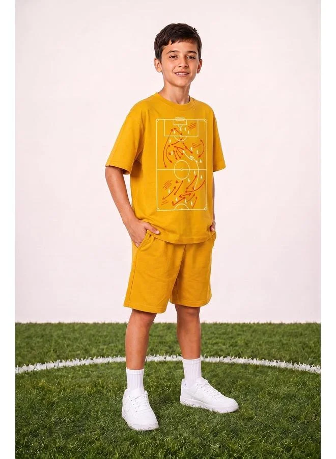 Perendi Boys' Soccer Tactical Print Shorts Set.