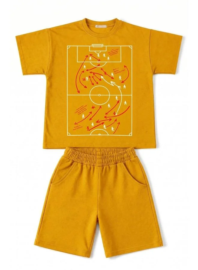 Perendi Boys' Soccer Tactical Print Shorts Set.