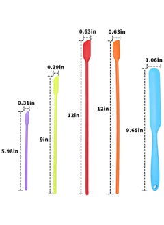 KASTWAVE KASTWAVE 5 PCS Color Mini Thin Silicone Slim Spatulas Gadget Set, Small Jar Long Handle Skinny Makeup Spatula Tiny Scraper Tool, Slender Narrow Can Bottle Cosmetic Last Drop Spatula  - Image 2