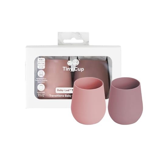 ezpz Tiny Cup (Blush/Mauve) - 4 months+ - 100% Silicone Training Cup for Infants - Designed by a Pediatric Feeding Specialist - Baby-Led Weaning Essentials & Baby Gifts - Image 1
