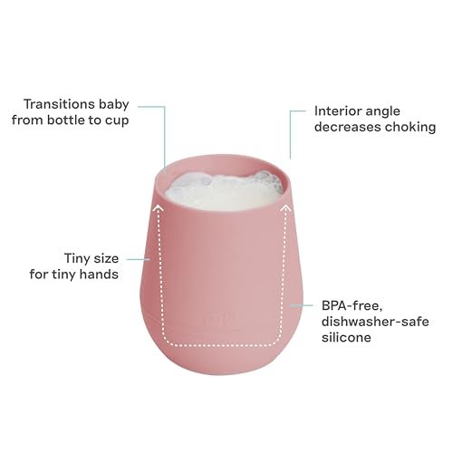 ezpz Tiny Cup (Blush/Mauve) - 4 months+ - 100% Silicone Training Cup for Infants - Designed by a Pediatric Feeding Specialist - Baby-Led Weaning Essentials & Baby Gifts - Image 2