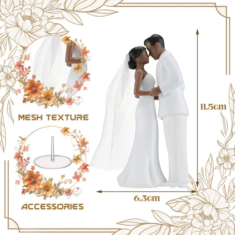 Remerry 4.5" Wedding Bride and Groom Cake Topper Vintage Elegant Wedding Cake Topper Couple Figurine Novios Para Pastel for Engagement Romantic Funny Couple Statue Anniversary (Romantic Era,Black) - Image 2