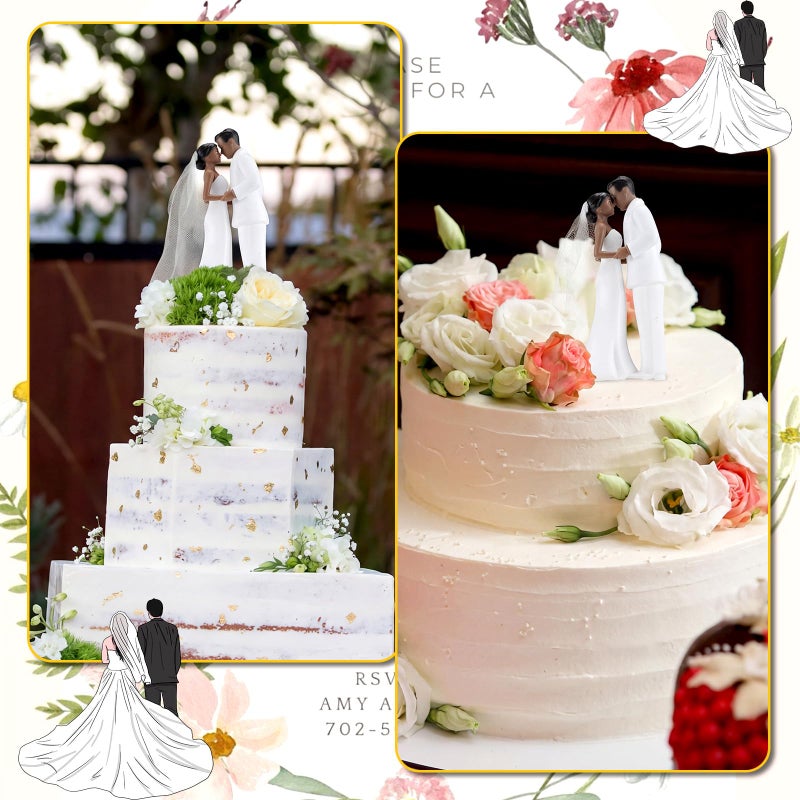 Remerry 4.5" Wedding Bride and Groom Cake Topper Vintage Elegant Wedding Cake Topper Couple Figurine Novios Para Pastel for Engagement Romantic Funny Couple Statue Anniversary (Romantic Era,Black) - Image 5