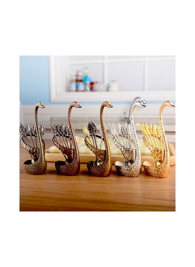 NIBEMINENT - Swan Tableware Spoon Fork Holder Gold 17x6x8centimeter - Image 1