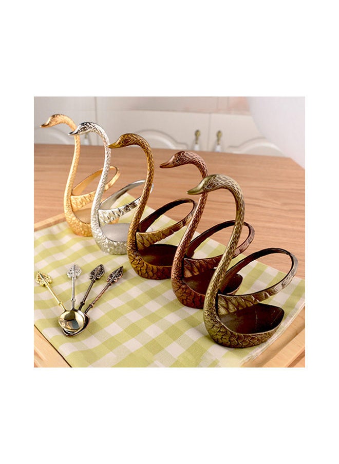 NIBEMINENT - Swan Tableware Spoon Fork Holder Gold 17x6x8centimeter - Image 1