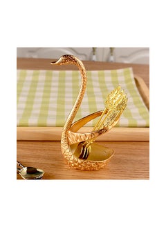 NIBEMINENT Swan Tableware Spoon Fork Holder Gold 17x6x8centimeter  - Image 5