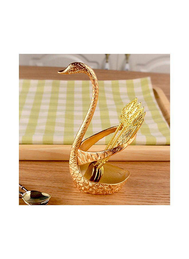 NIBEMINENT - Swan Tableware Spoon Fork Holder Gold 17x6x8centimeter - Image 1
