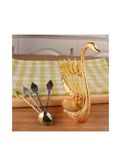 NIBEMINENT Swan Tableware Spoon Fork Holder Gold 17x6x8centimeter  - Image 3