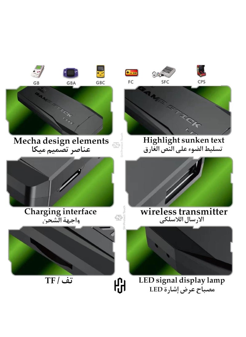 SH PROTECT TOUCH Sh-Protect Retro Game Console, Plug and Play Video Games 4K HDMI Output for TV, Classic Game Console, Built in 10000+ Games with 9 Emulators and 2 Controller for Kids & Adults (64G) - Image 5